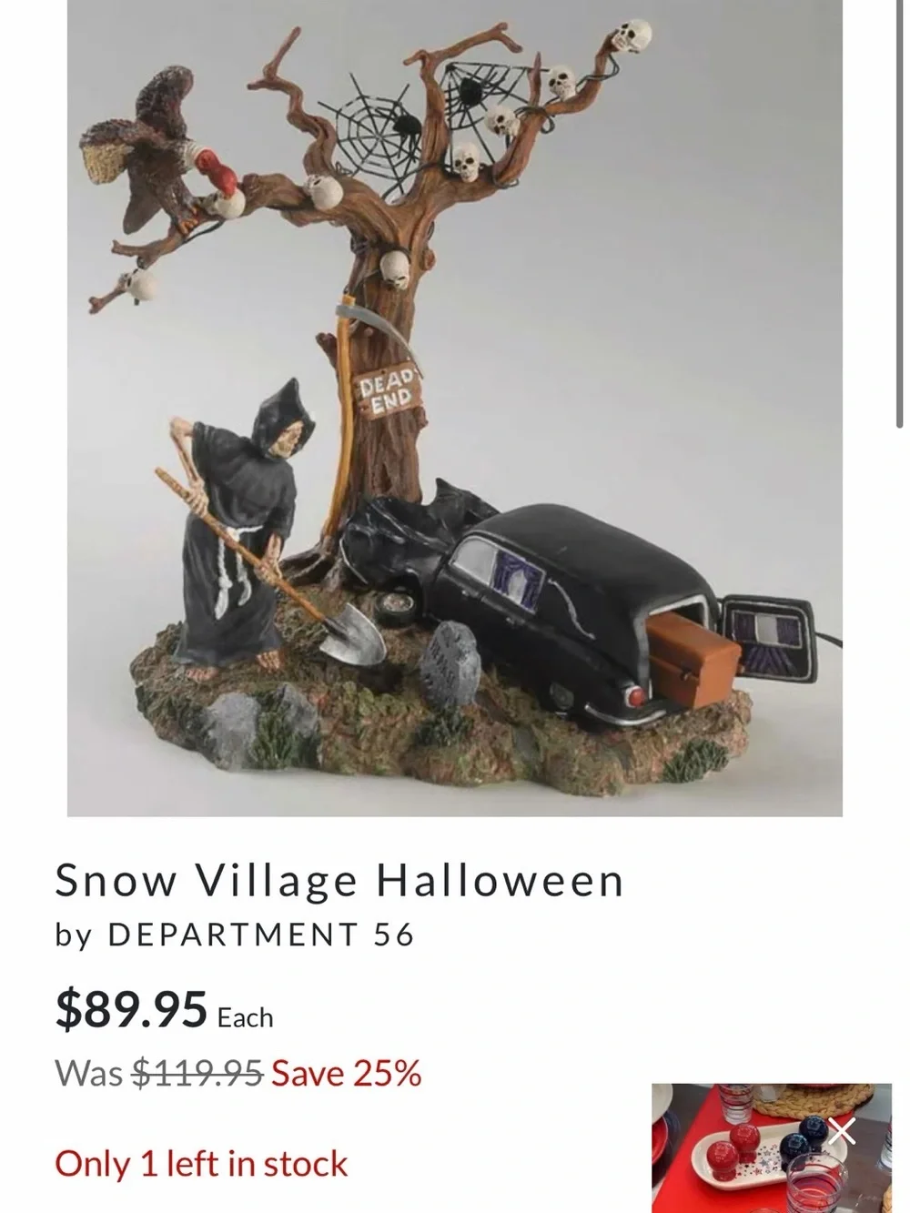 Retired Department 56 Halloween Grim Reaper Scene in Black, Brown, Green